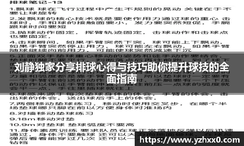 刘静独家分享排球心得与技巧助你提升球技的全面指南